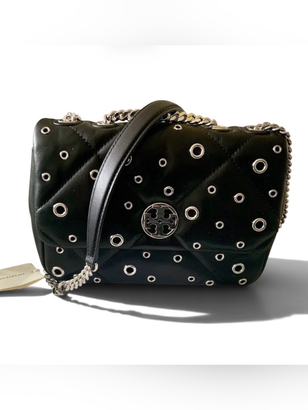 TORY BURCH WILLA LEATHER GROMMETS SHOULDER CROSSBODY BAG $695 - Picture 3 of 13